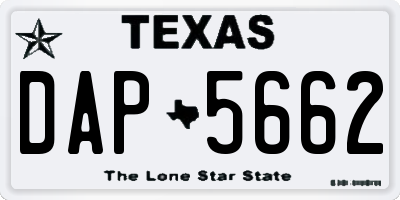 TX license plate DAP5662