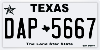 TX license plate DAP5667
