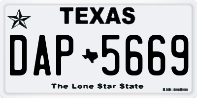 TX license plate DAP5669