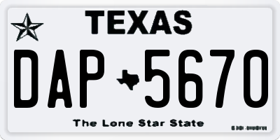 TX license plate DAP5670