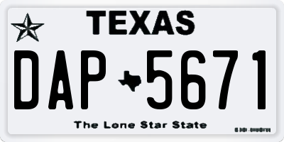 TX license plate DAP5671