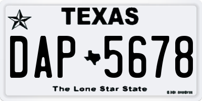 TX license plate DAP5678