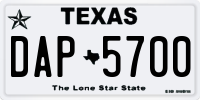 TX license plate DAP5700