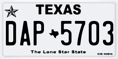 TX license plate DAP5703