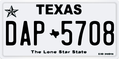 TX license plate DAP5708