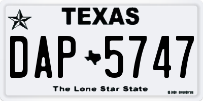 TX license plate DAP5747