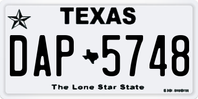 TX license plate DAP5748
