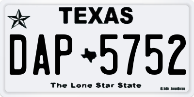 TX license plate DAP5752