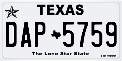 TX license plate DAP5759