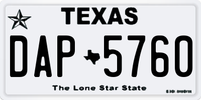 TX license plate DAP5760