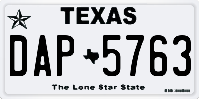 TX license plate DAP5763