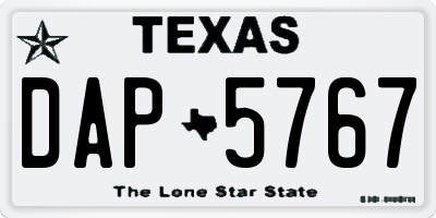 TX license plate DAP5767