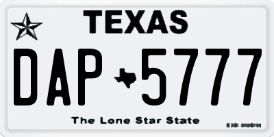 TX license plate DAP5777