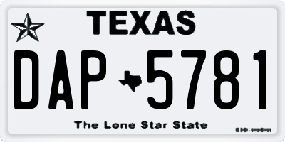 TX license plate DAP5781