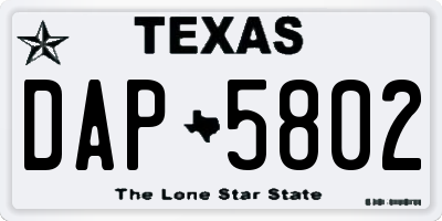 TX license plate DAP5802