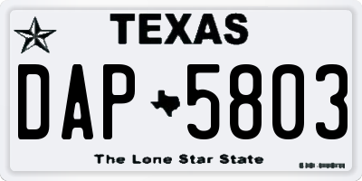 TX license plate DAP5803