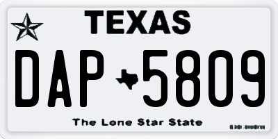 TX license plate DAP5809
