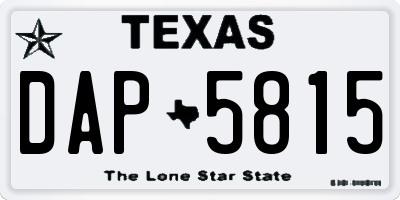 TX license plate DAP5815