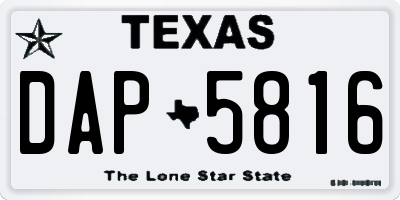 TX license plate DAP5816