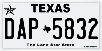 TX license plate DAP5832