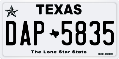 TX license plate DAP5835