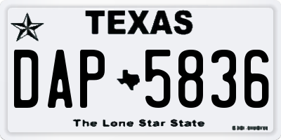 TX license plate DAP5836