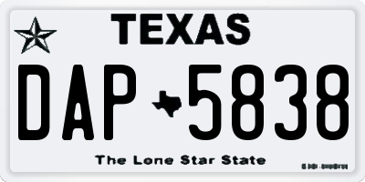 TX license plate DAP5838