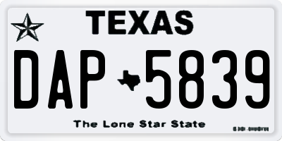 TX license plate DAP5839