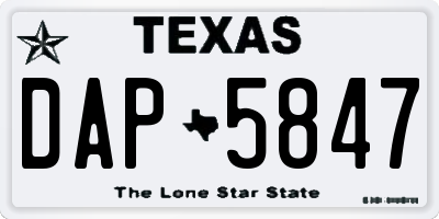 TX license plate DAP5847