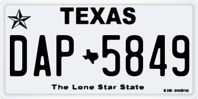 TX license plate DAP5849