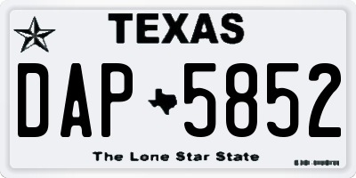 TX license plate DAP5852