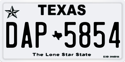 TX license plate DAP5854