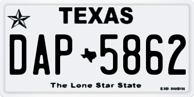 TX license plate DAP5862