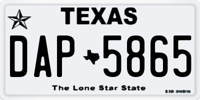 TX license plate DAP5865