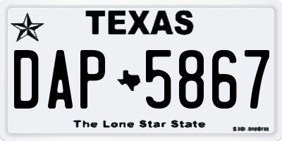 TX license plate DAP5867