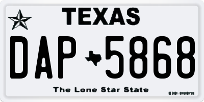 TX license plate DAP5868