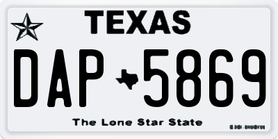 TX license plate DAP5869