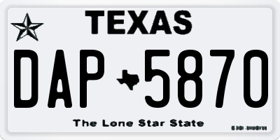 TX license plate DAP5870