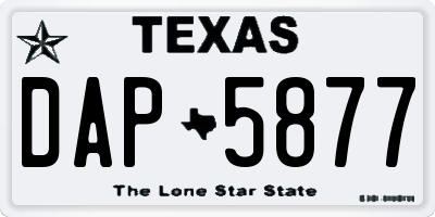TX license plate DAP5877