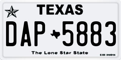 TX license plate DAP5883