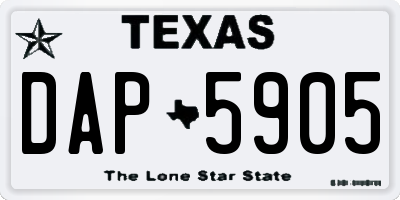 TX license plate DAP5905