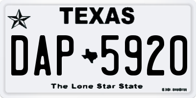 TX license plate DAP5920