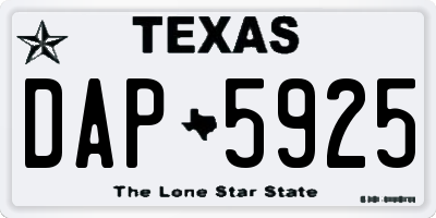 TX license plate DAP5925