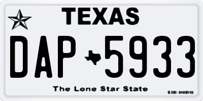 TX license plate DAP5933
