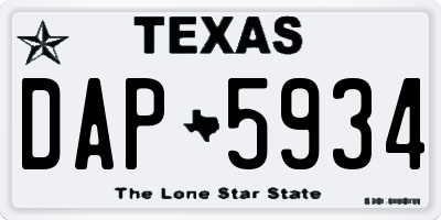 TX license plate DAP5934
