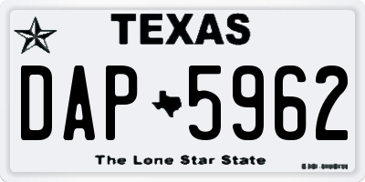 TX license plate DAP5962