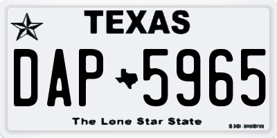 TX license plate DAP5965