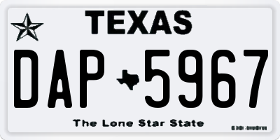 TX license plate DAP5967