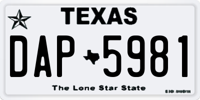 TX license plate DAP5981