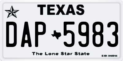 TX license plate DAP5983
